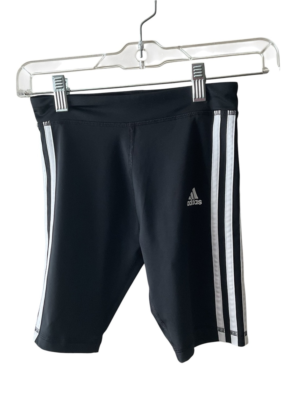 adidas Black Shorts with White Side Stripes - Kids